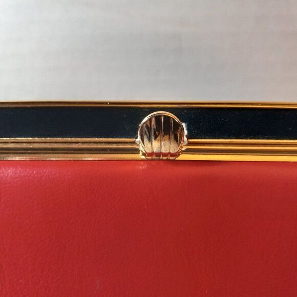 Vintage Navy/Red Box Satchel Handbag, Granny chic Cottagecore Grandmacore - Picture 3 of 11